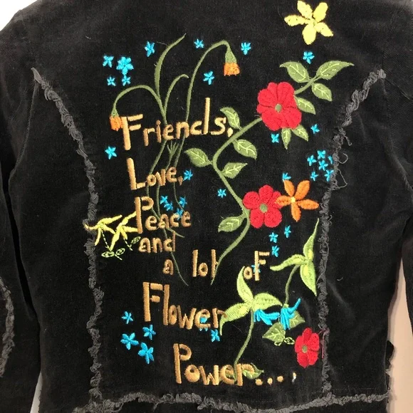 LaClasseCouture black corduroy embroidered blazerM - Picture 10 of 16